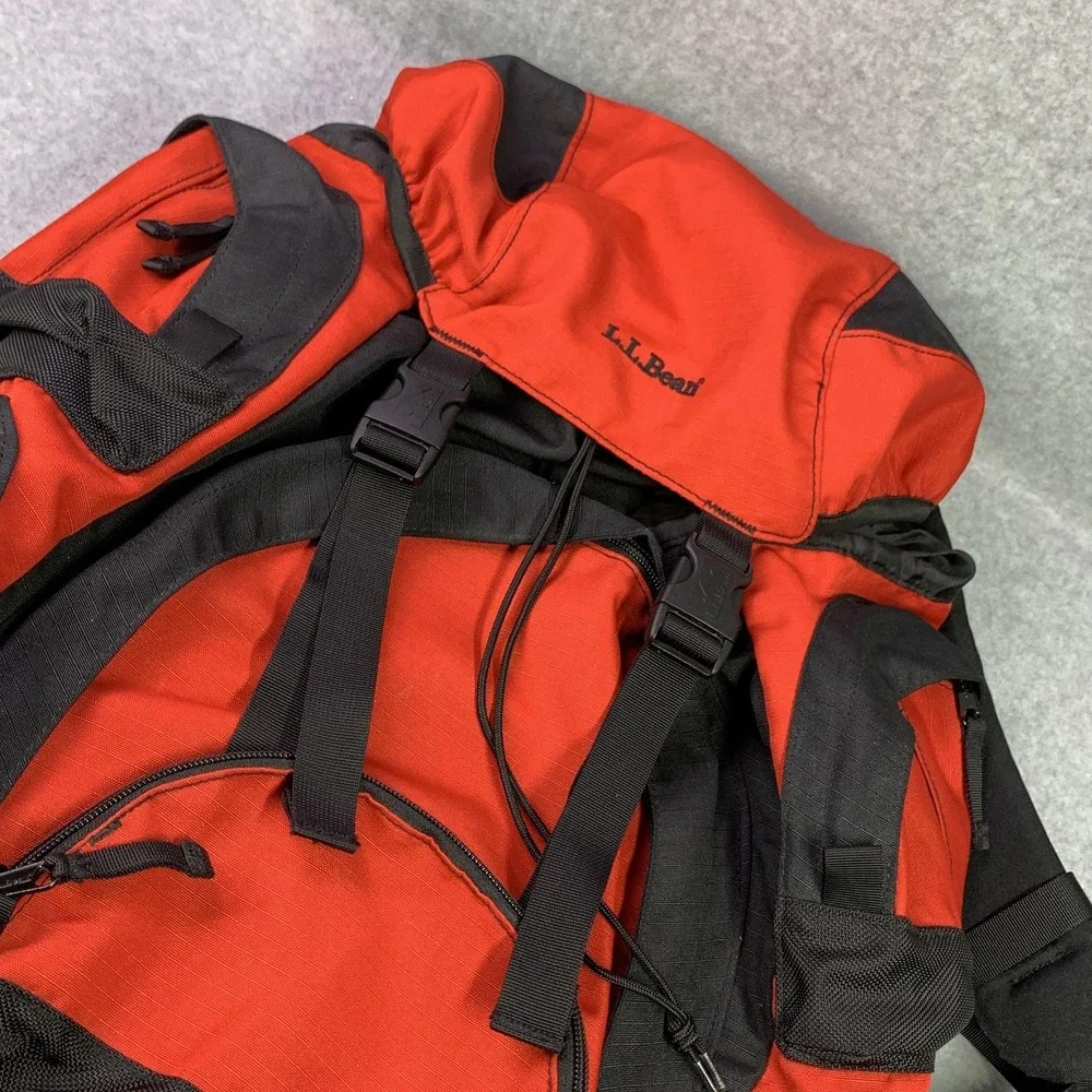 L.L.Bean Hiking Backpack Red Black LG Capacity Camping Pack Waist‎ Belt Hunting
